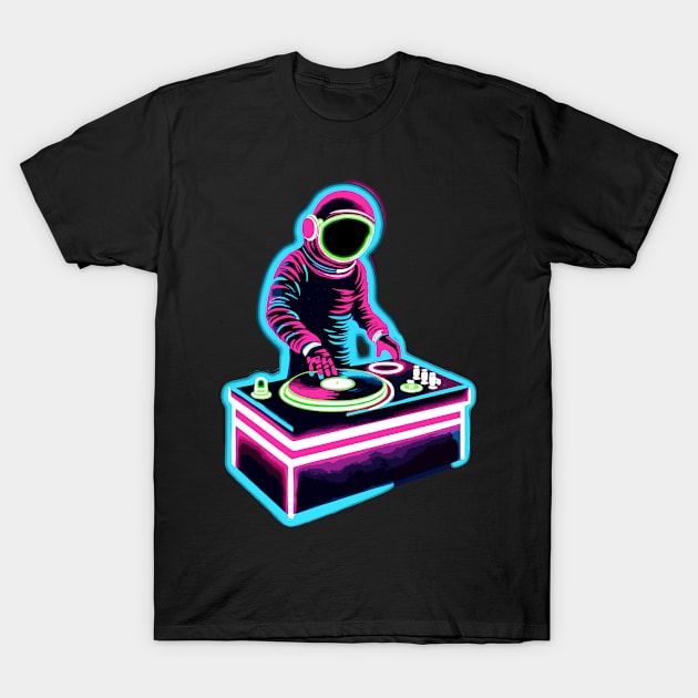 Retro Astronaut DJ Funny Astronaut T-Shirt by KsuAnn